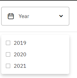 A dropdown list showing years